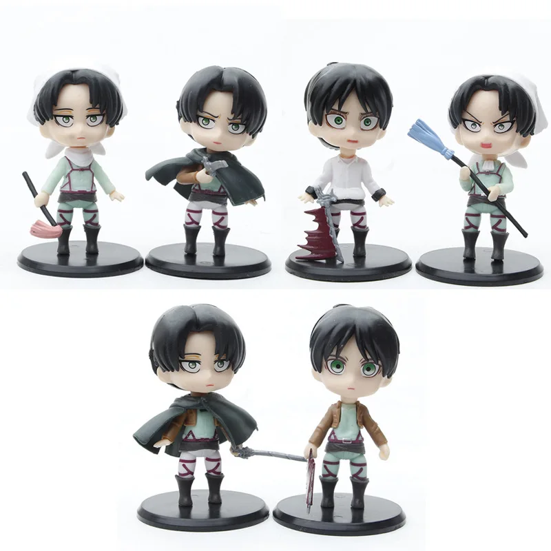 

6Pcs/set Anime Attack on Titan Figure Toys Eren Jaeger Mikasa Ackerman Levi Rivaille Levi Ackerman PVC Action Figure Dolls Toy