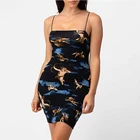 Женское сексуальное облегающее мини-платье, модное платье на бретелях-спагетти с принтом ангела, 2021