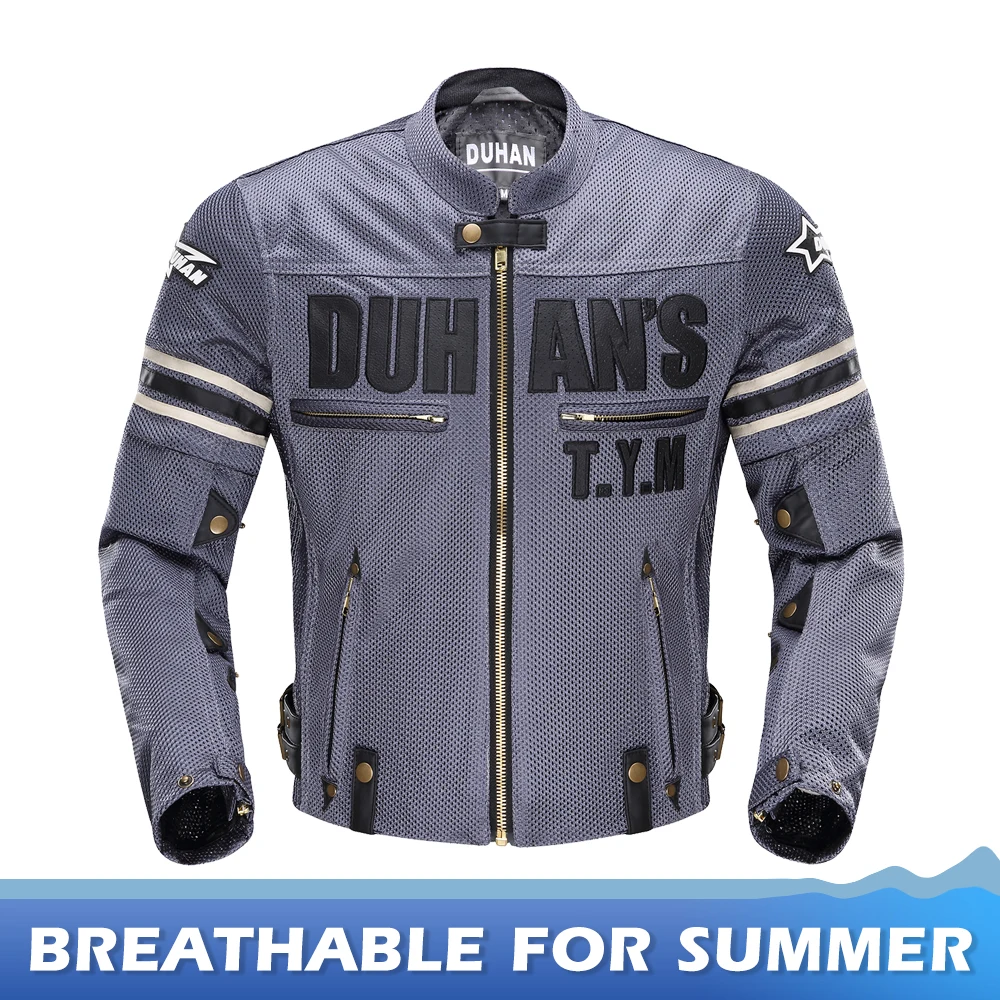 D-103 Blue DUHAN, летняя мотоциклетная куртка, Мужская, дышащая, сетчатая, для езды на мотоцикле, мотоциклетная куртка, для тела, защита, для мотокросса, одежда - Цвет: D-103 Blue