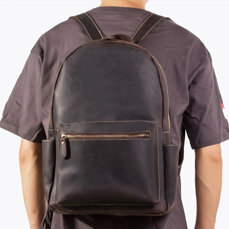 Винтажный кожаный мужской рюкзак ручной работы повседневные дорожные ранцы