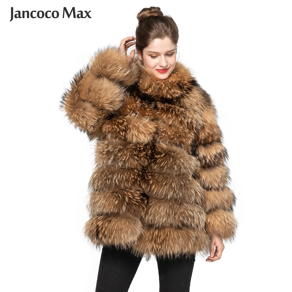 

Women's Genuine Raccoon Fur Long Coats Female Luxury Natural Fur Outerwear Winter Overcoat Thick Warm S7610