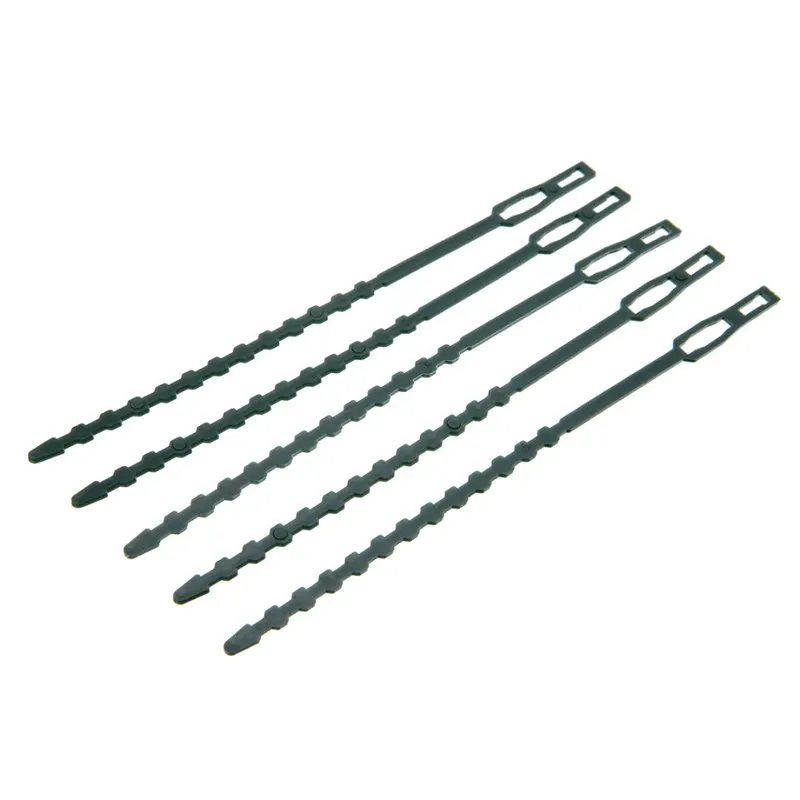 50 шт./лот регулируемые пластиковые кабельные стяжки для растений многоразовые