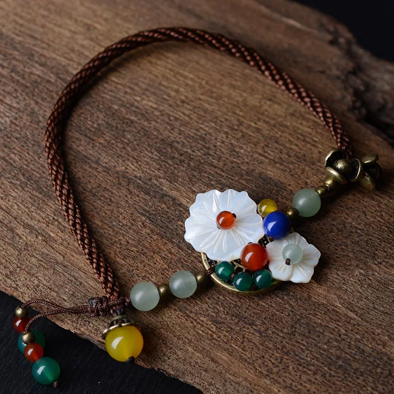 Новые Морские цветы Этнические браслеты на ногу цепи красный камень новый