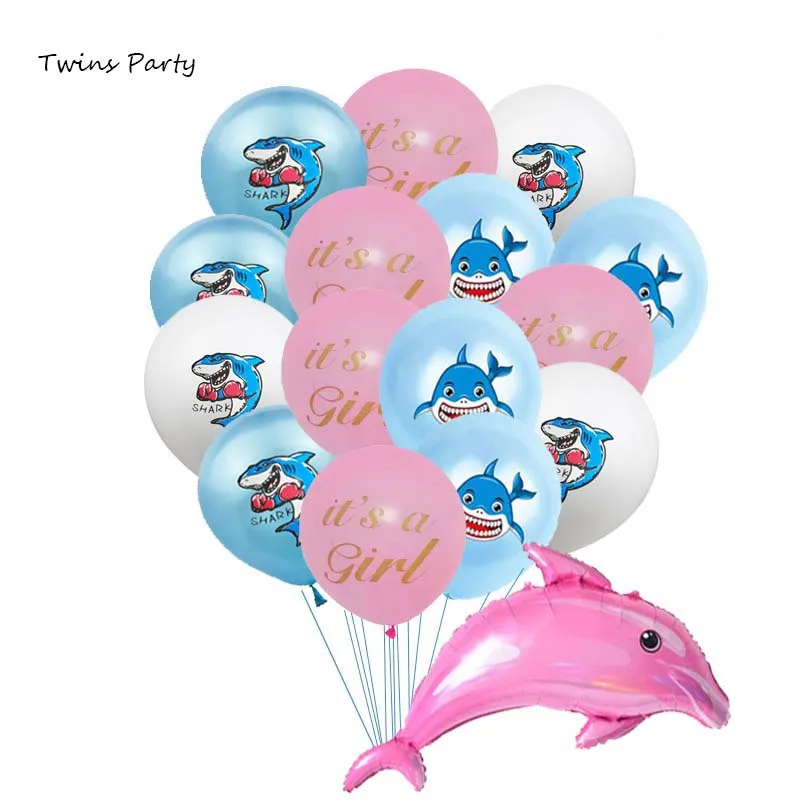 

Twins Party Baby Shower Decoration Party Favor Baby Blue Shark Birthday Party Decoration Set Shark Balloons Sea Party Supplies