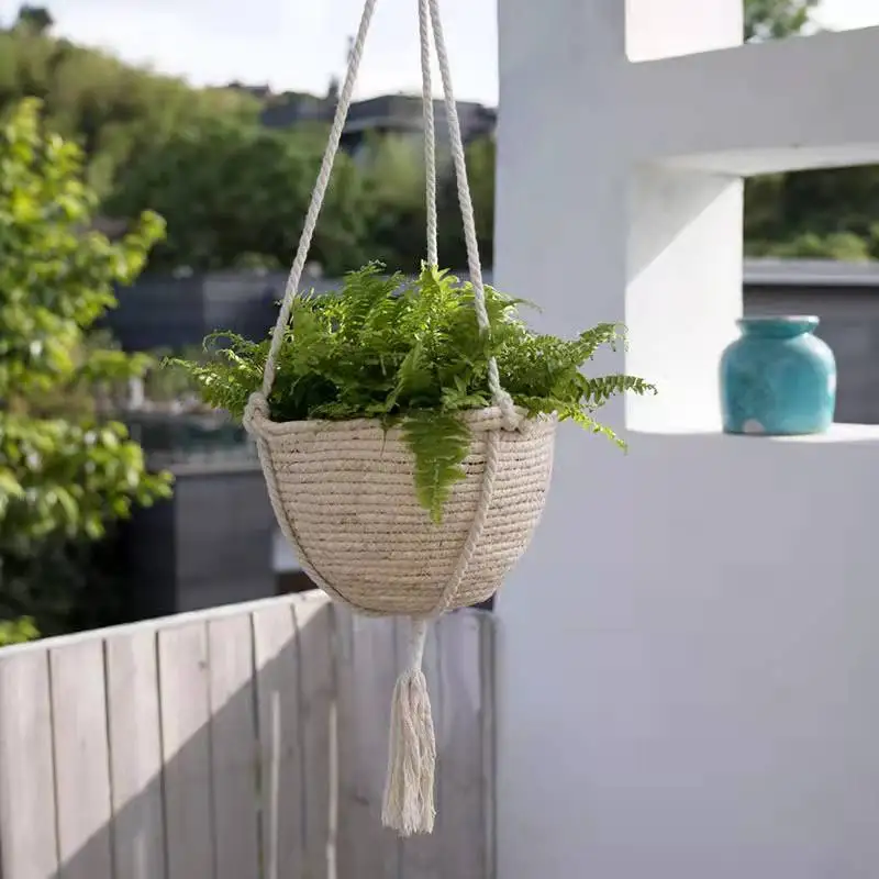 Garden Plant Storage Basket Rope Hanging Planter Woven Plant Hangers Indoor Outdoor Flower Holder Macrame Plant Hanger Home Deco