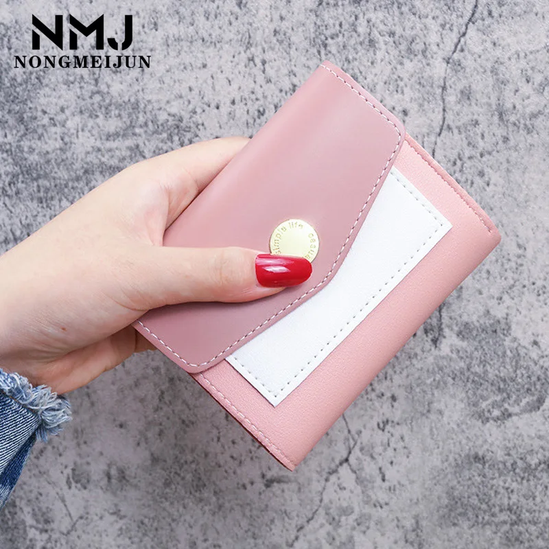 

Wallets for Women 2021 Fashion Splicing Clutch Buckle Women's Wallet PU Leather Short Card Hold Package Female Wallet Coin Purse