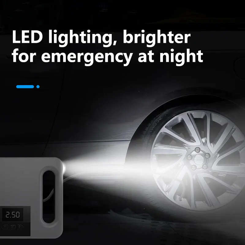 Портативный автомобильный воздушный компрессор 12 В светодиодный светильник