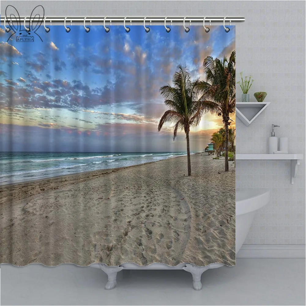 Beautiful Island Cool Tropical Beach waterproof shower curtains bathroom products polyester bathroom shower curtain - Цвет: 74253