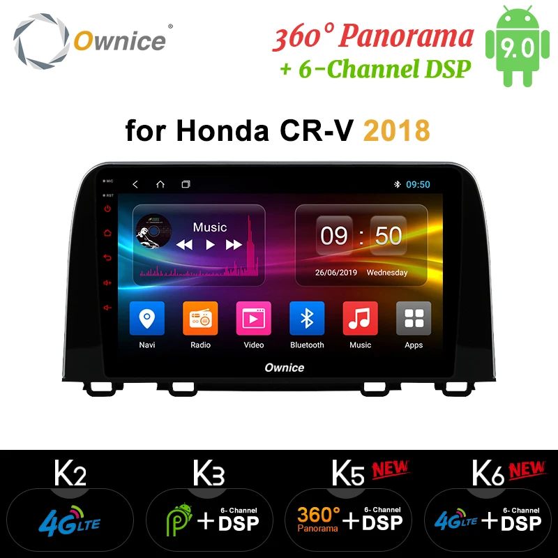 Автомобильный DVD плеер Ownice k3 k5 k6 Android 9 4 + 64 ГБ DSP GPS навигация для HONDA CRV 2017 2018 4G LTE 360