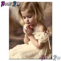 5d diamond painting little girl praying diy full squareround rhinestones cross stitch embroidery picture modern girl gift