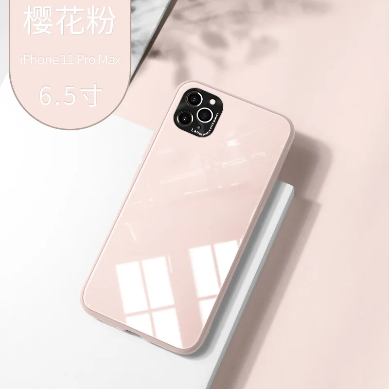 

Hot Original Liquid Tempered Glass Case For iPhone 11 Pro Max 7 8 Plus XR XSMAX SE 2020 Cover Metal Lens Protection Glass Cover