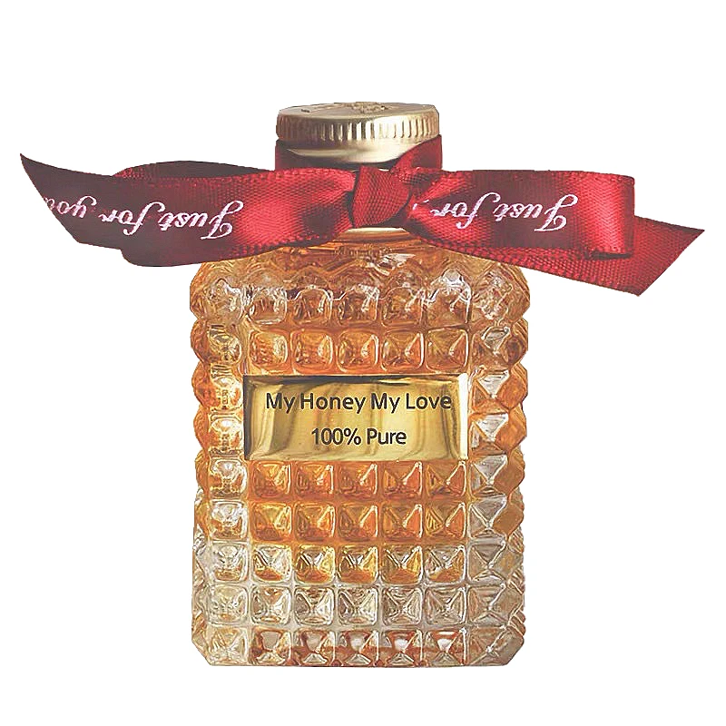 

X100 Super Luxury Diamond Shining Glass Honey Jar 50ml Capacity 2oz Weight Honey Glass Jar With Gold Covers Wedding Party Gifts