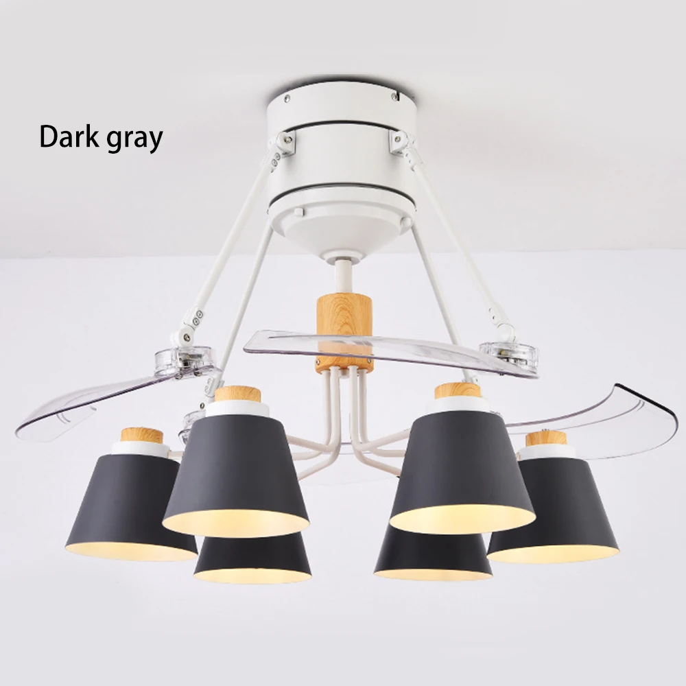 dark grey Современный E27 модные легкие туфли на бесшумный потолочный вентилятор лампа 48-дюймовый вентилятор ABS лист творческая гостиная столовая Спальня, декоративные лампы - Blade Color: dark grey