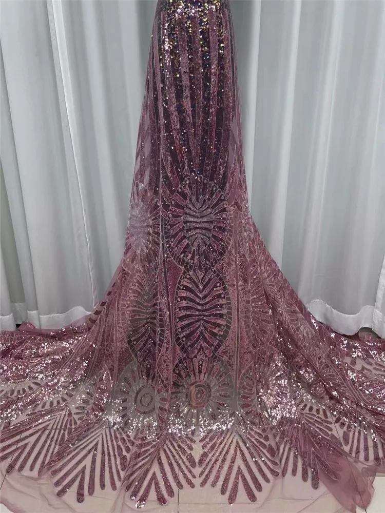 White African Embroidery Tulle Lace Fabric 2021 High Quality French Milk Silk With Sequins For Party 5 Yards FYU342 | Дом и сад