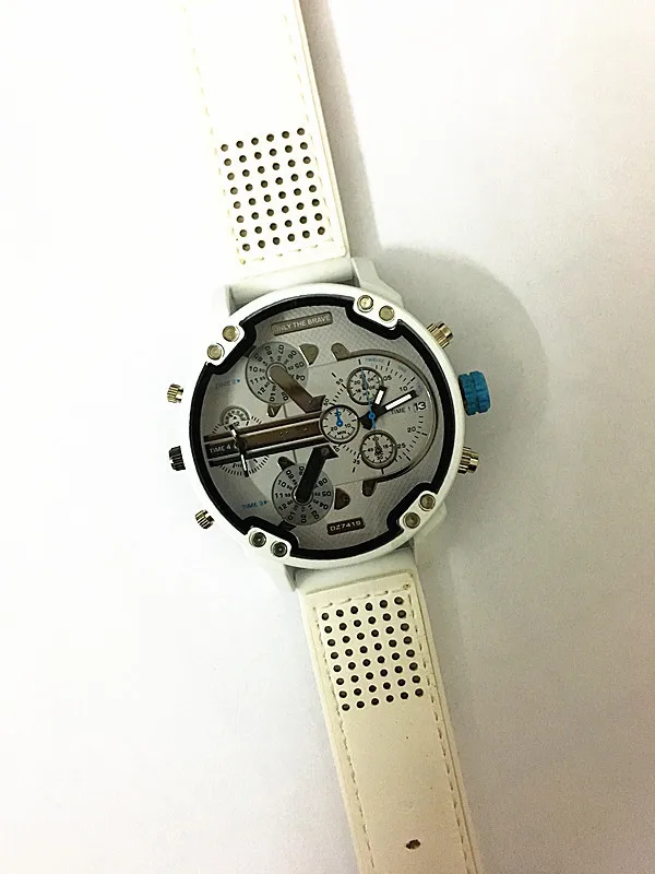 

Men Big Large Dial Watch New Fashion Individual Clock Silicone Belt 7419 White Quartz Watch Sports Business Hour Male Dz