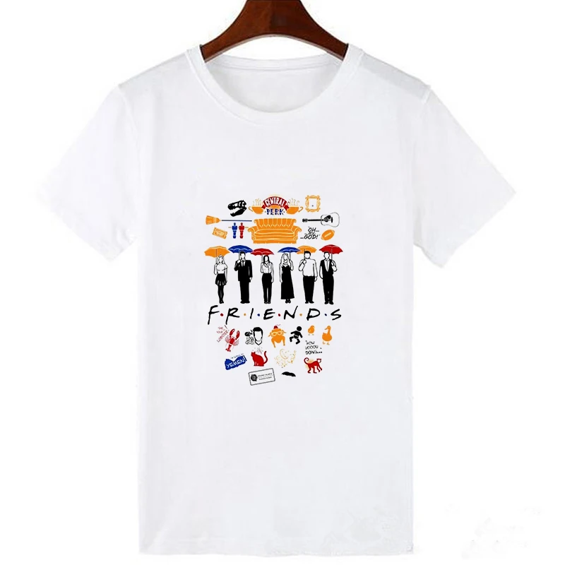 Яркие друзья, футболка для ТВ-шоу, Joey camisetas verano mujer, ulzzang harajuku, уличная футболка большого размера - Цвет: 19bk373-white