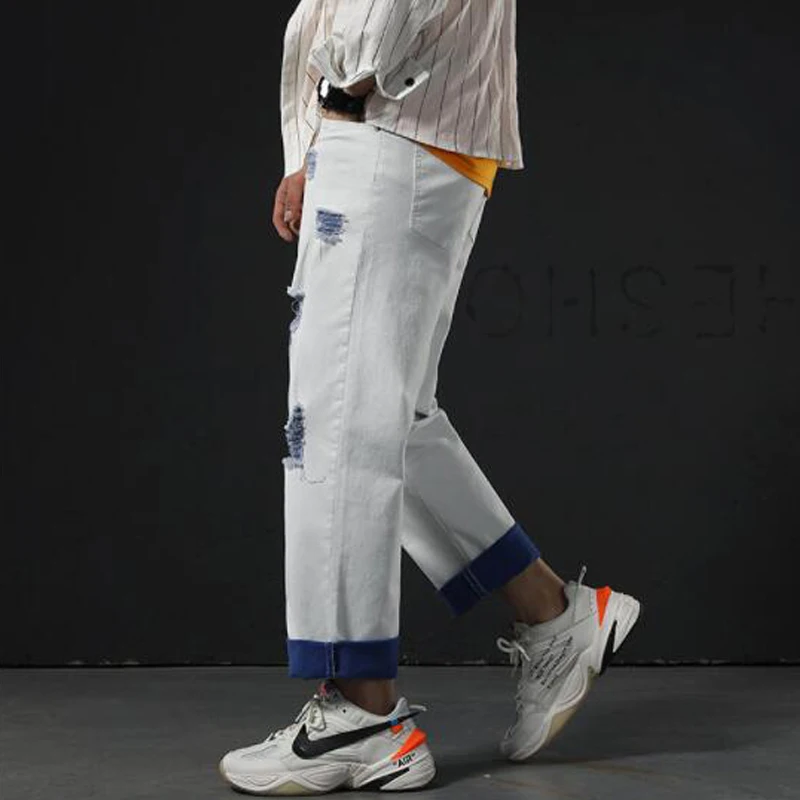 Новые мужские обтягивающие джинсы облегающие байкерские рваные в стиле хип-хоп