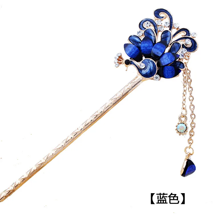 Цветочная павлинья кисточка Стик для волос ступенчатые шпильки капля масло