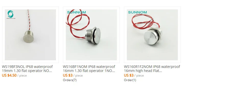 WS120F1NOM IP68 водонепроницаемый 12 мм нормально открытый мгновенный 12 В заподлицо с алюминиевым окислением небольшой сенсорный пьезо-переключатель