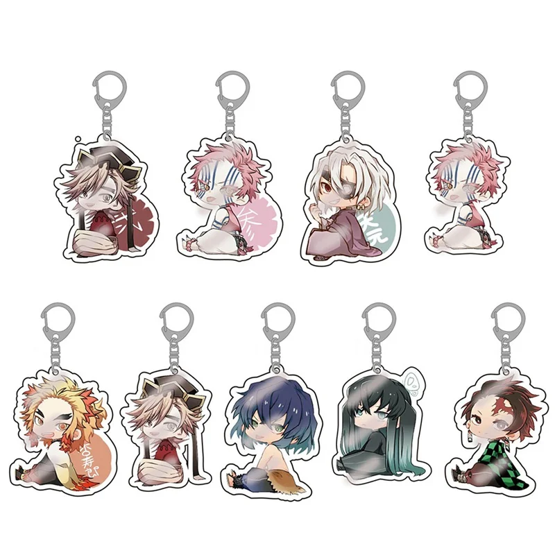 Аниме демон Slayer сидя положение брелок акриловый милый двухсторонний прозрачный