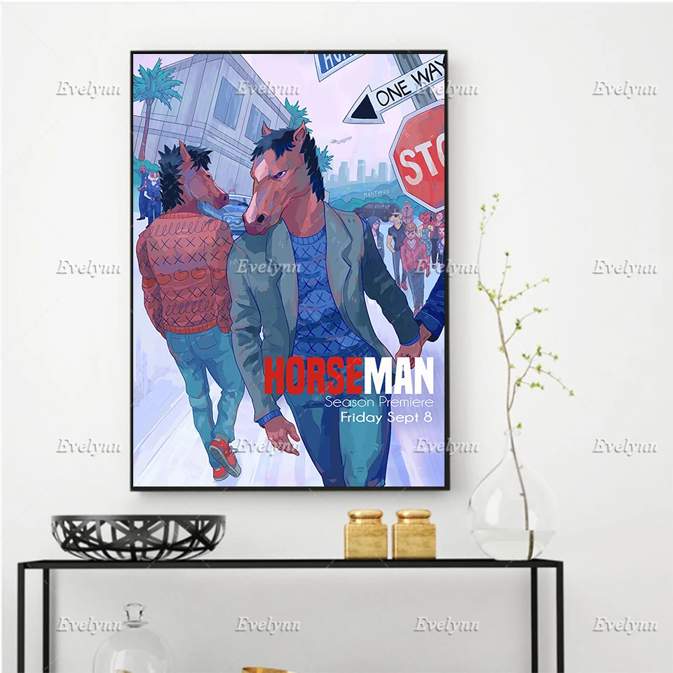 

People Horse Retro Poster Living Room Decoration Canvas Painting Home Decor Canvas Wall Art Prints Unique Gift Floating Frame