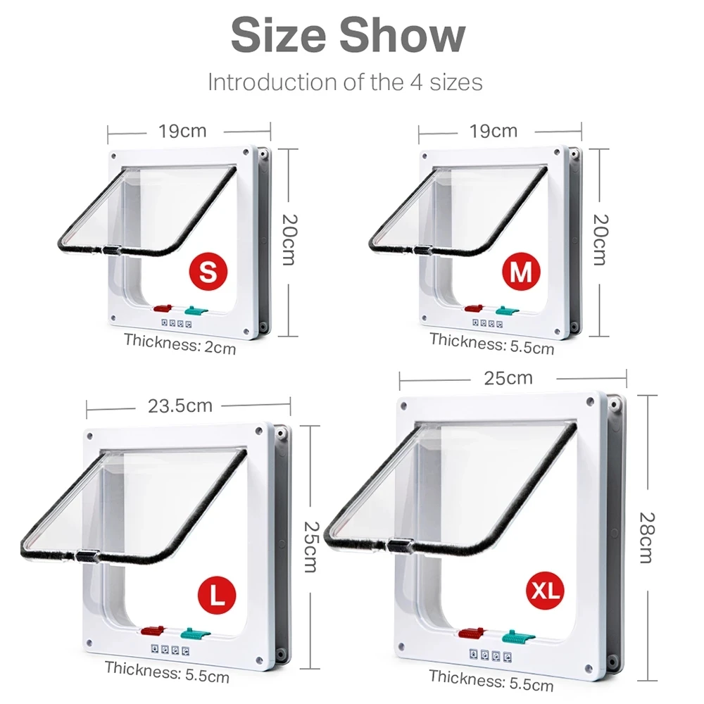 Откидная дверь для собак и кошек 4-ходовой замок безопасности с защитой от