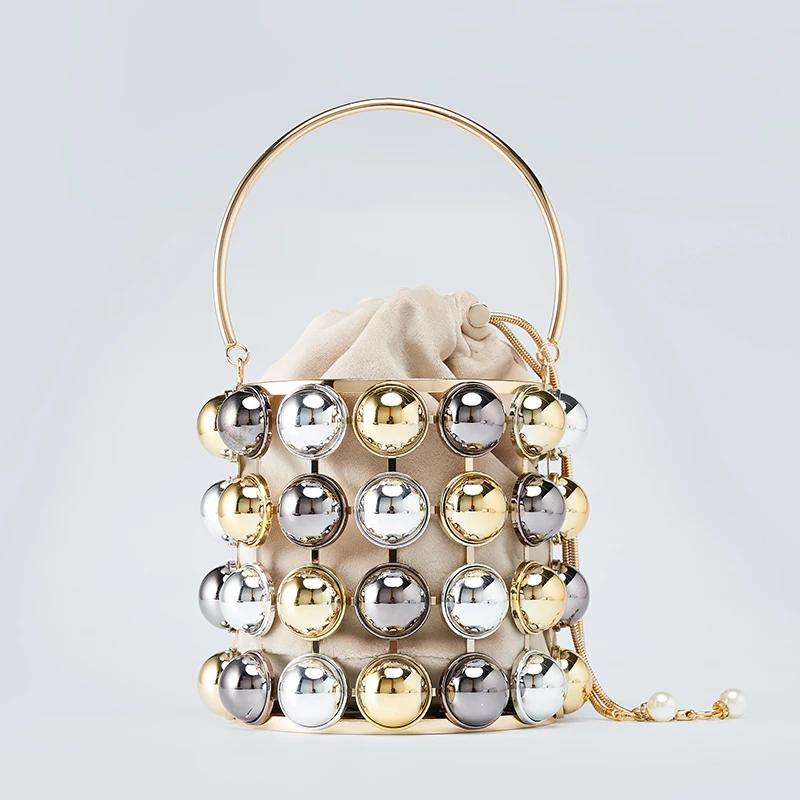 

Gold Evening Clutch Bag New Luxury Handmade Beaded Women 2021 Designer Handbags Ladies High Quality Metallic Evening Bag