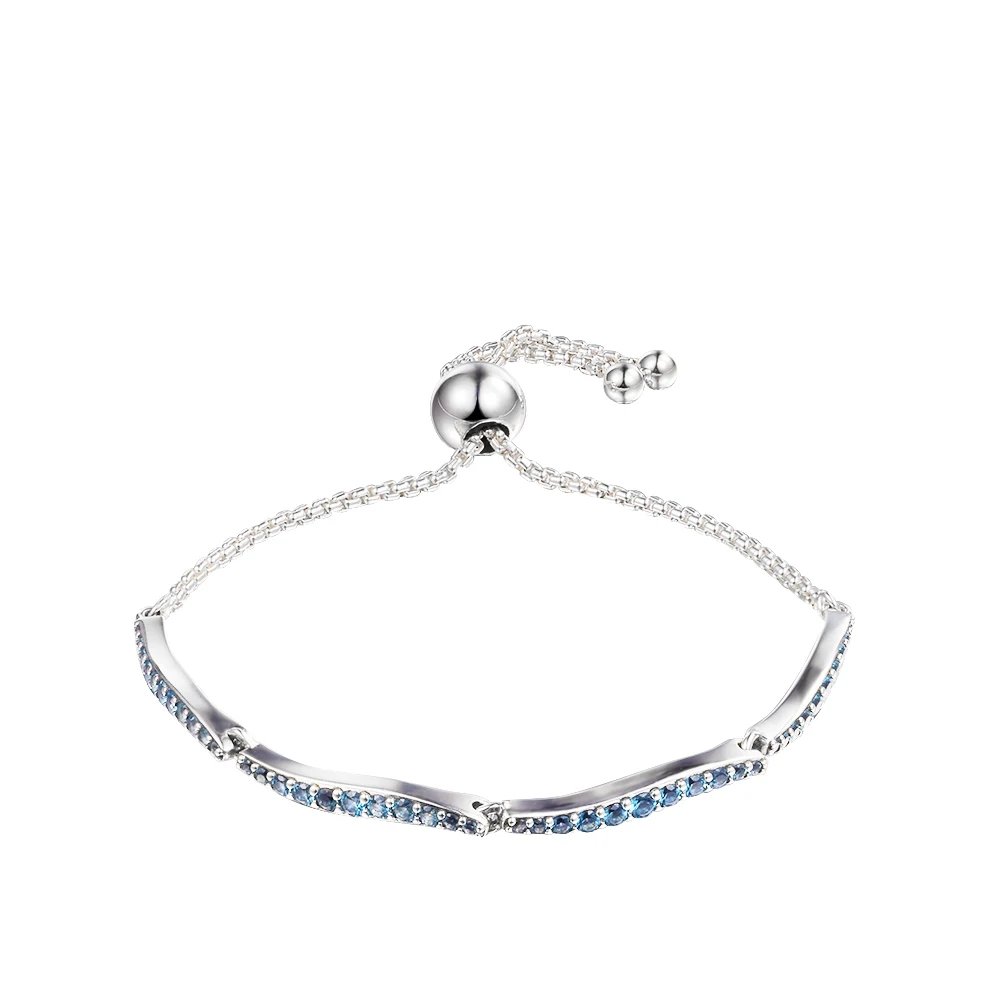 

Blue Wavy Slider Bracelet Fits European Beads & Charms Sterling Silver Jewelry for Woman Wedding Bracelets For Jewelry Making