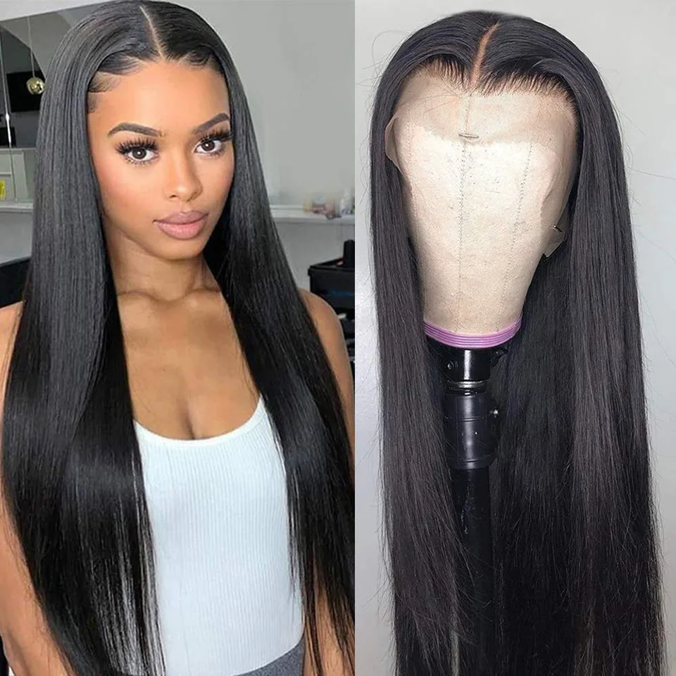 

30 Inch Glueless long 13x4 HD Lace Front Wig For Black Women AIRCABIN Brazilian Straight Natural Human Hair Closure Wigs Remy 1B