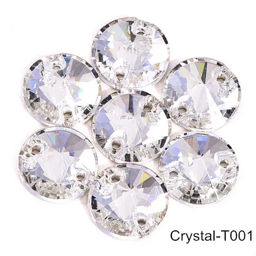Crystal AAAAA качество стразы круглые пришитые стразы стеклянные стразы круглое шитье риволи стразы Украшения для свадебного платья B3407 - Цвет: Crystal