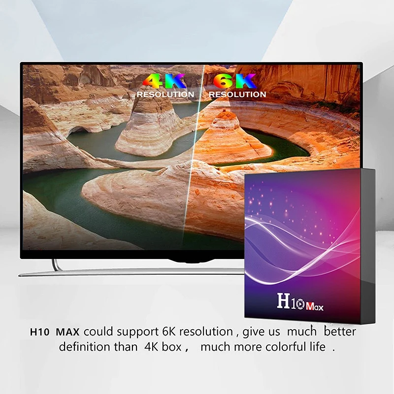

H10 Max TV Box Smart Media Player 4GB+64GB Android 10.0 OS 2.4G WIFI 6K HDR 4K Set Top Box H616 TV Box