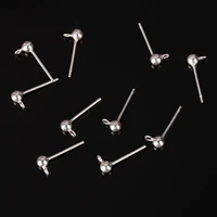 1 pair 1314mm 925 sterling silver ear studs pins 34mm ball basic earring connectors handmade for diy jewelry components making