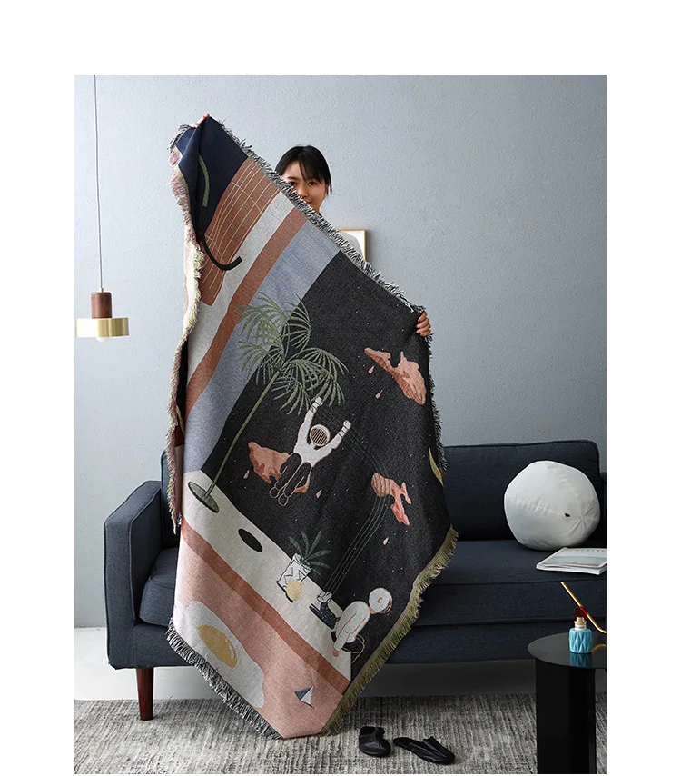 Космическое трикотажное одеяло с нитью диван плед для путешествий ТВ мягкое