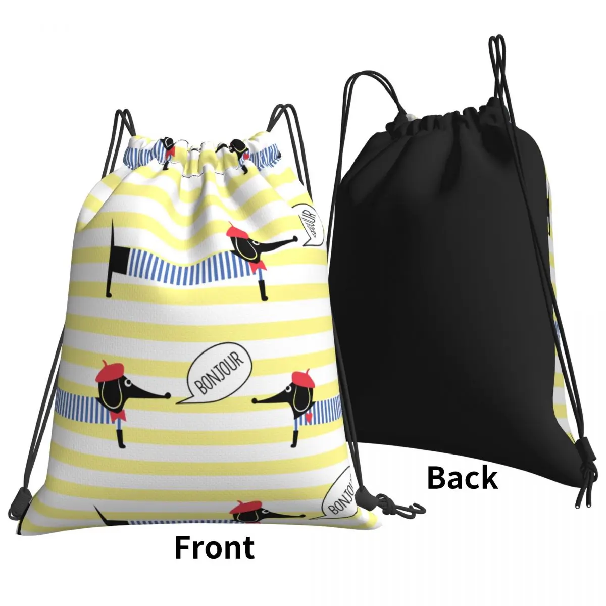 Сумка на шнурке милая мультяшная такса французская одежда Складная спортивная