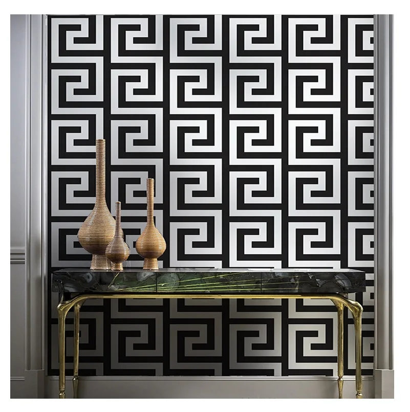 Рама состаренные металлические обои черный белый золотой гостиная |