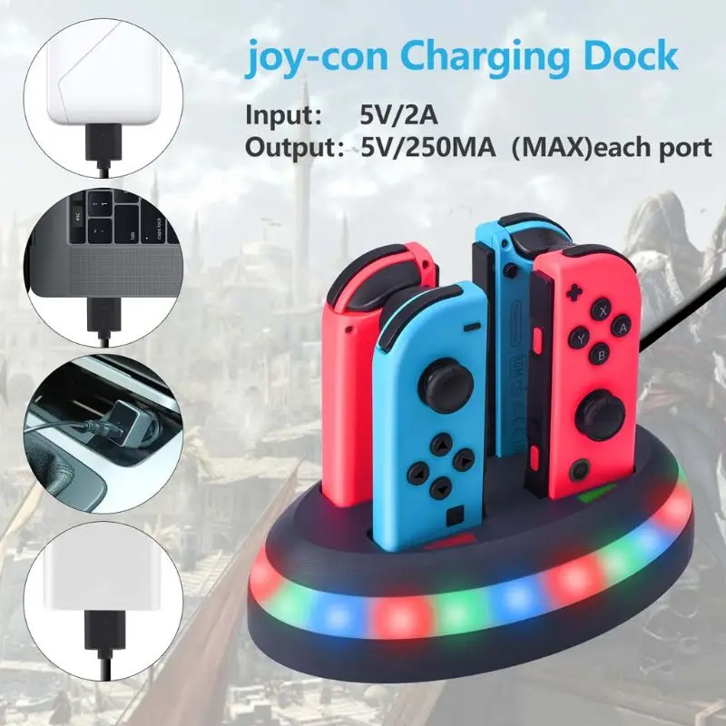Зарядная подставка зарядная док станция для переключателя Joy con 4 порта