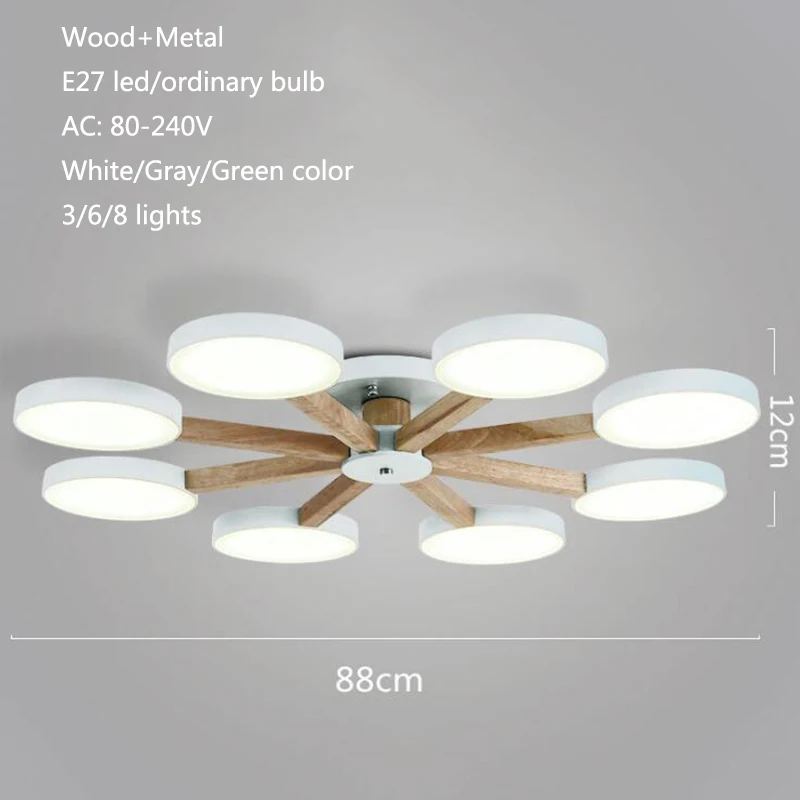 Скандинавский светодиодный светильник из цельного дерева люстра для столовой