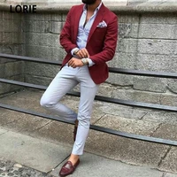 lorie burgundy man business suits male blazers groom tuxedos men suits for wedding 2 piece coat pants slim fit terno masculino