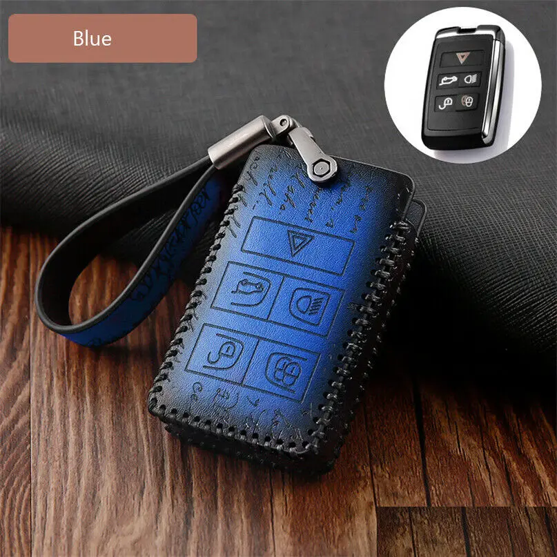 

Genuine Leather Car Remote Key Cover Case Key Holder For Land Rover Range Rover Evoque Discovery Sport 5 2018 2019 Car Styling