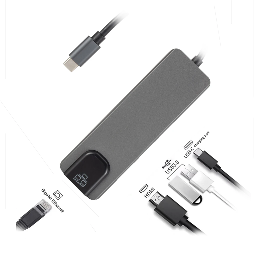 Концентратор USB Type C к Gigabit Ethernet Rj45 адаптер 3 0 HDMI с поддержкой 4K usb-хаб для Mac book Pro