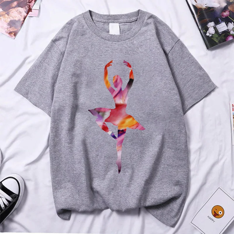 

Kawaii Clothes Watercolor Gymnastics Art Tshirts Women T Shirt Dance Lover Sport Tshirts Hip Hop Graphic Tee Femme Woman Tshirts