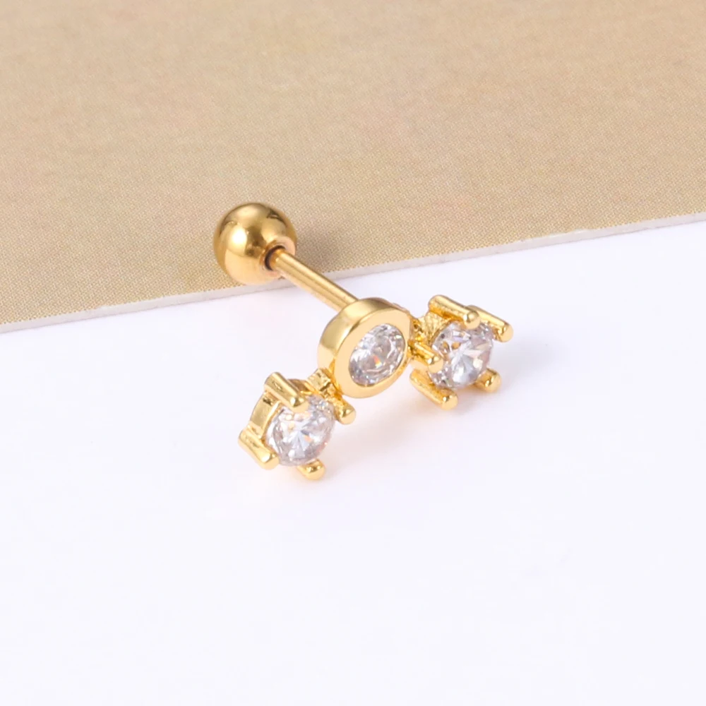 Серьги-гвоздики серебристые с фианитом украшение для Пирсинга Ушей изображением