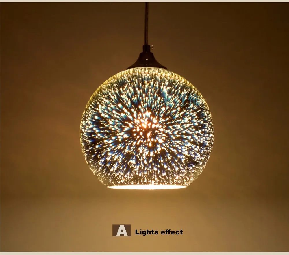 

3D Art Decor Creative Hanging Lighting Fixtures Modern Personality Bar Cafe Restaurant Pendant Light Glass Shade E27 Led Bulb