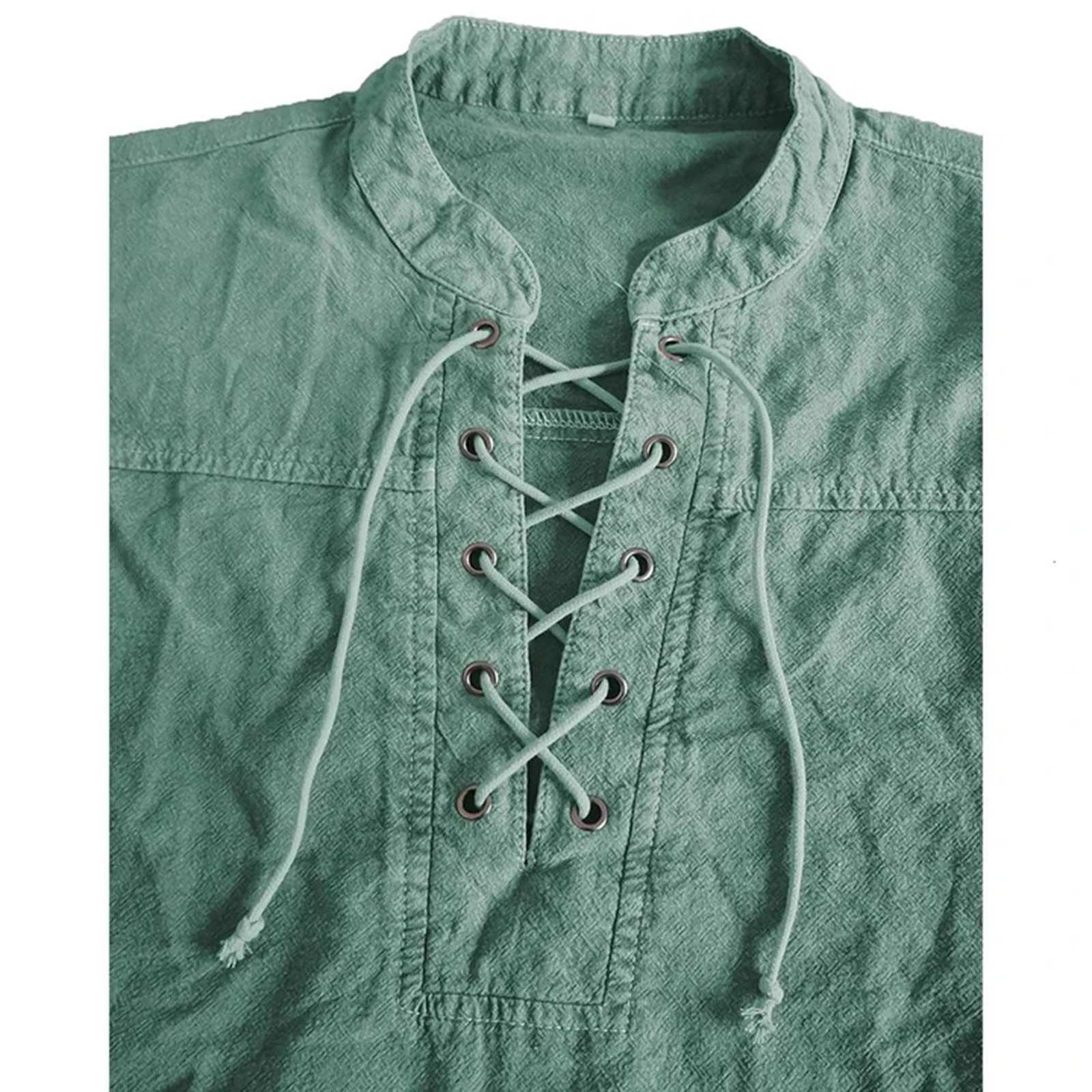 Newest 2020 Men Gothic Retro T Shirt Lace-up V-neck Denim Long Sleeve Tee Shirt Loose Tops for Male