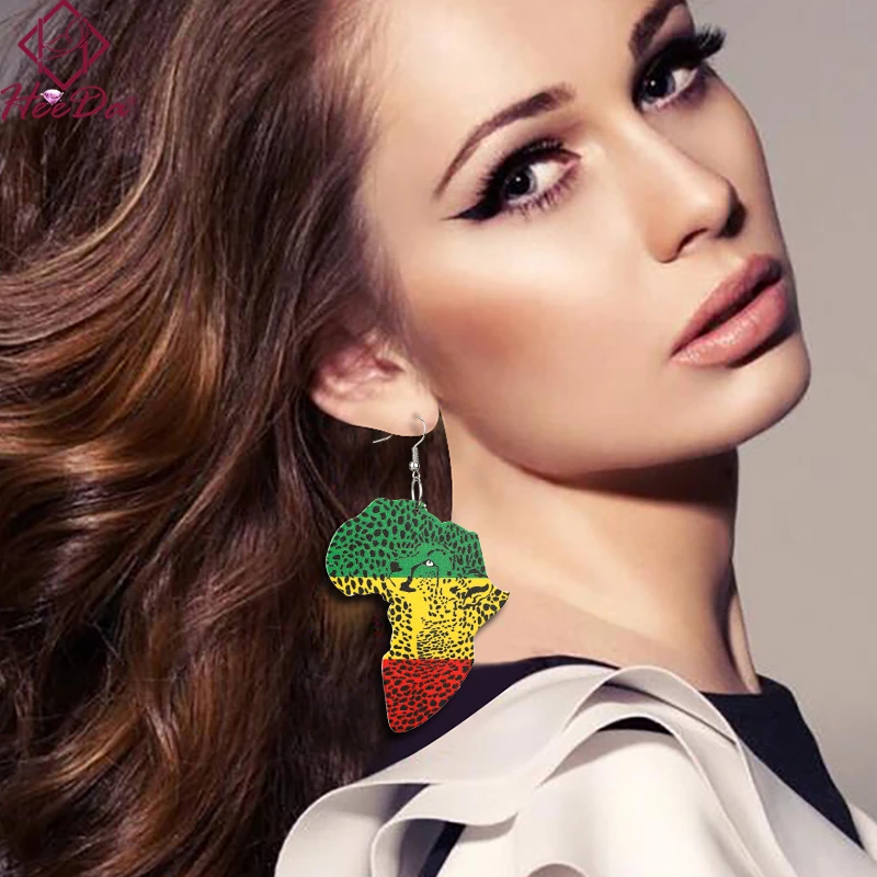 2019 модные висячие серьги с принтом карты Африки женские Уникальные Винтажные