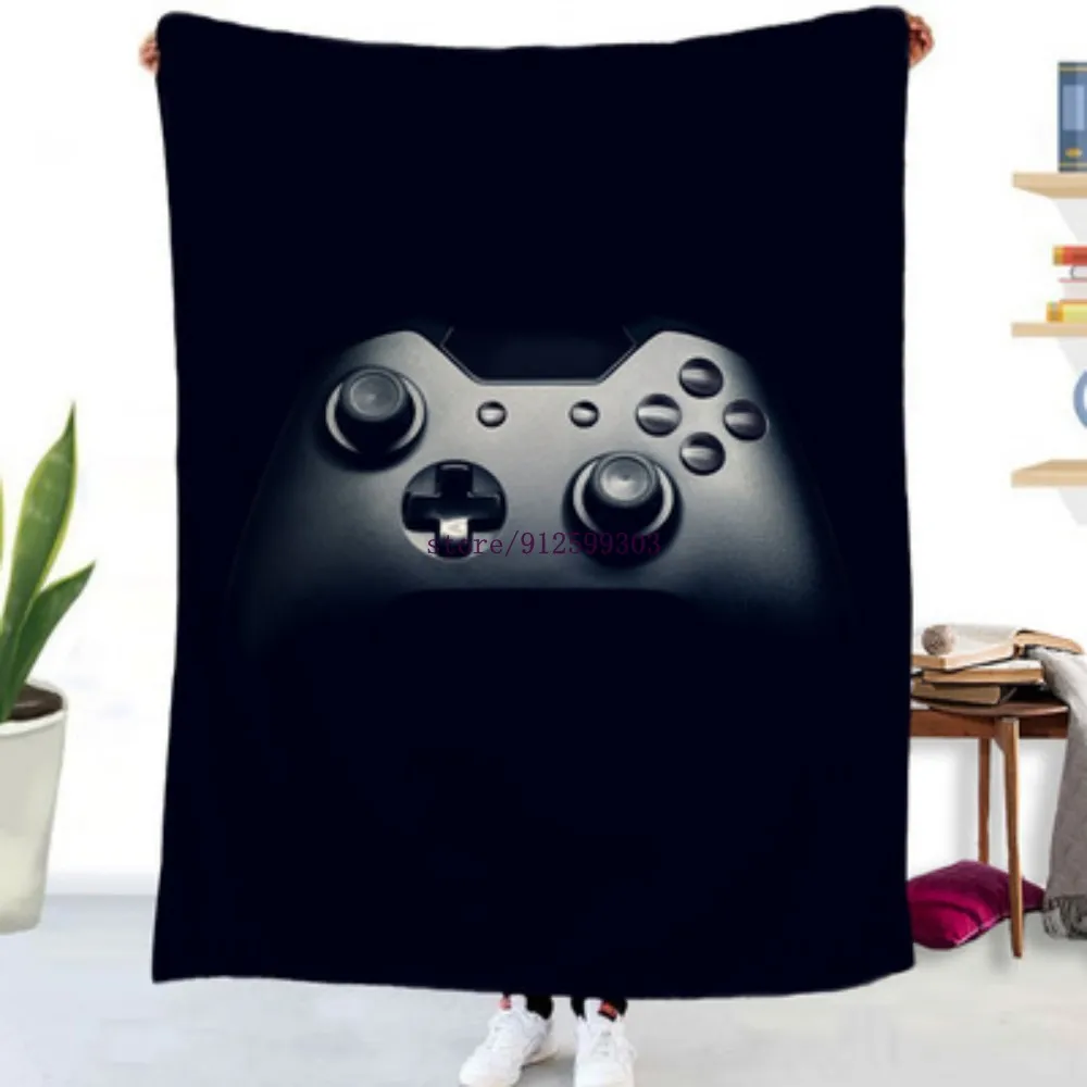 

Black Gamepad 3D Print Flannel Blanket For Beds Cartoon Throw Bedspread Sofa Warm Gift Kids Hot Sale Luxury Game Kids Gamer Gift