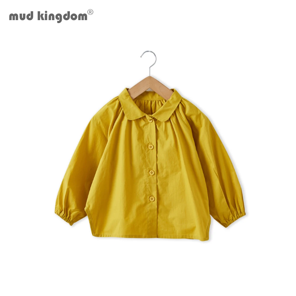 

Mudkingdom Toddler Girls Blouses Clothes Baby Spring Shirts Button Peter Pan Collar Kids Cotton Shirt