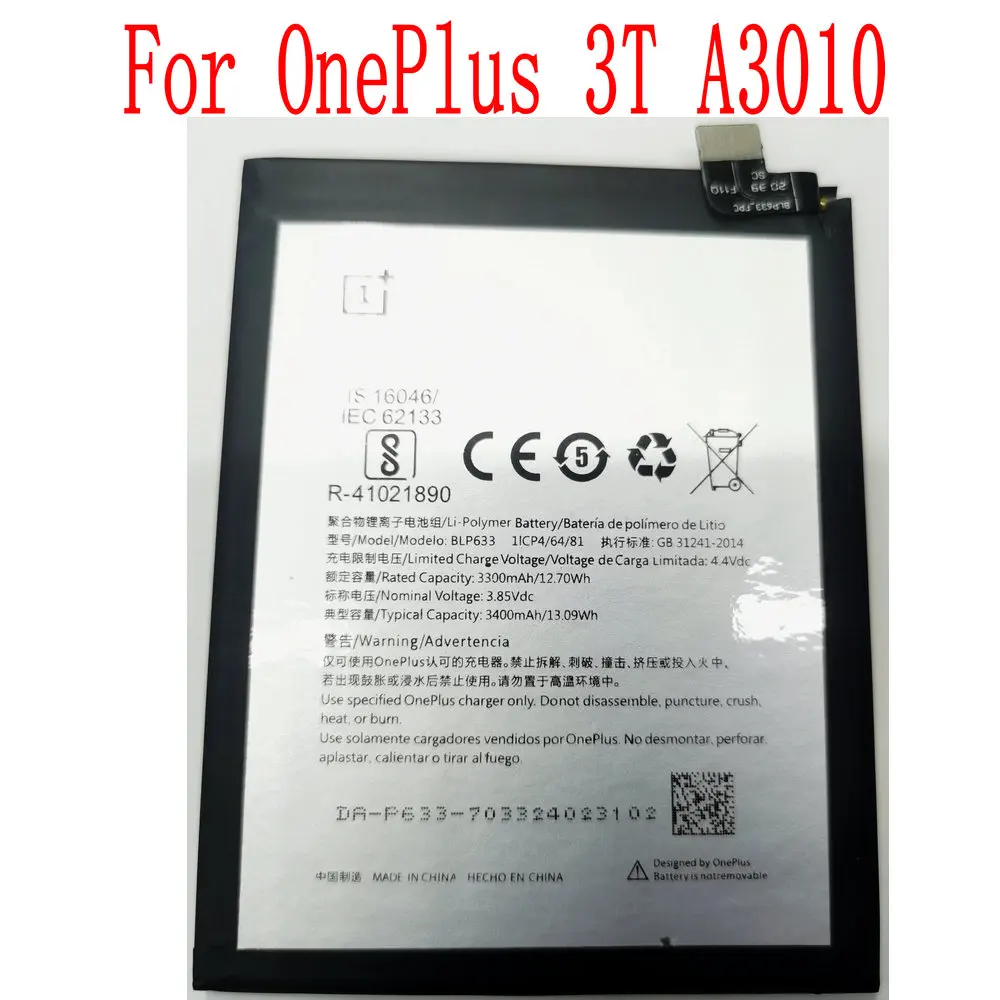

Brand new High Quality 3300mAh/3400mAh BLP633 Battery For OnePlus 3T A3010 Mobile Phone