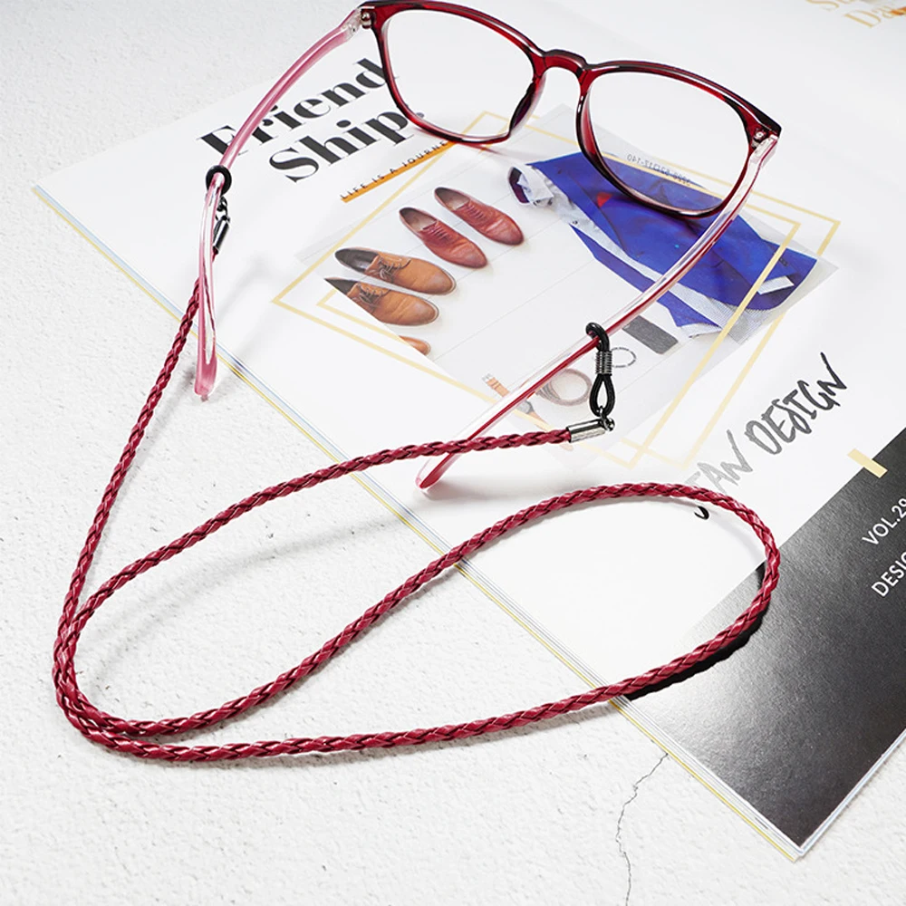 

70cm Eyeglasses Sunglasses Spectacle Holder Leather Neck Cord Black Lanyard Holder for Reading Glasses Eyewear Spectacles Gifts