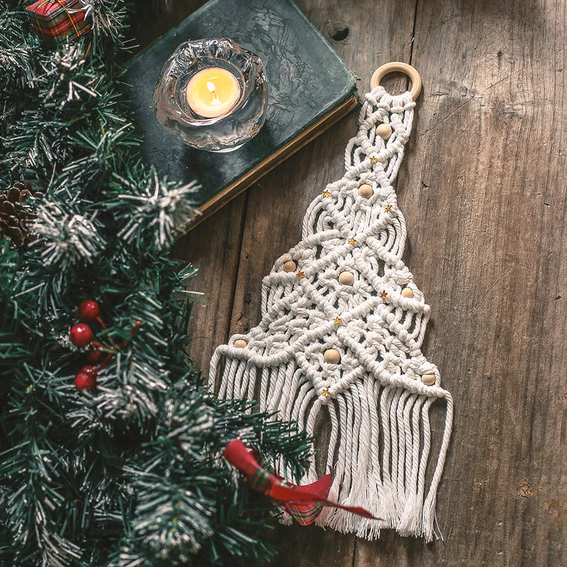 

Festival Christmas Macrame Dream Catchers Wall Hanging Cotton Rope Ornaments Woven Wall Art Hanging Home Decoration Craft Gift